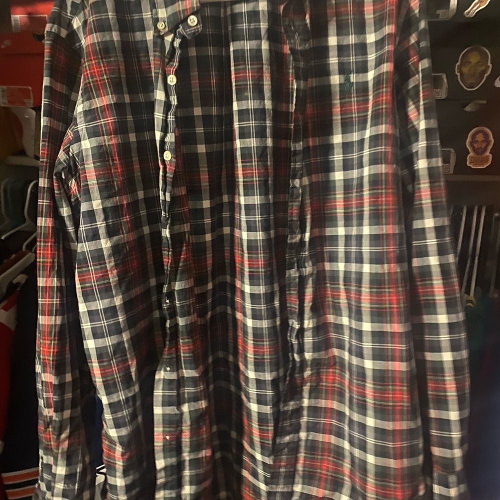 Polo Ralph Lauren Red and Blue Casual Button Down Shirt